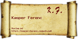 Kasper Ferenc névjegykártya